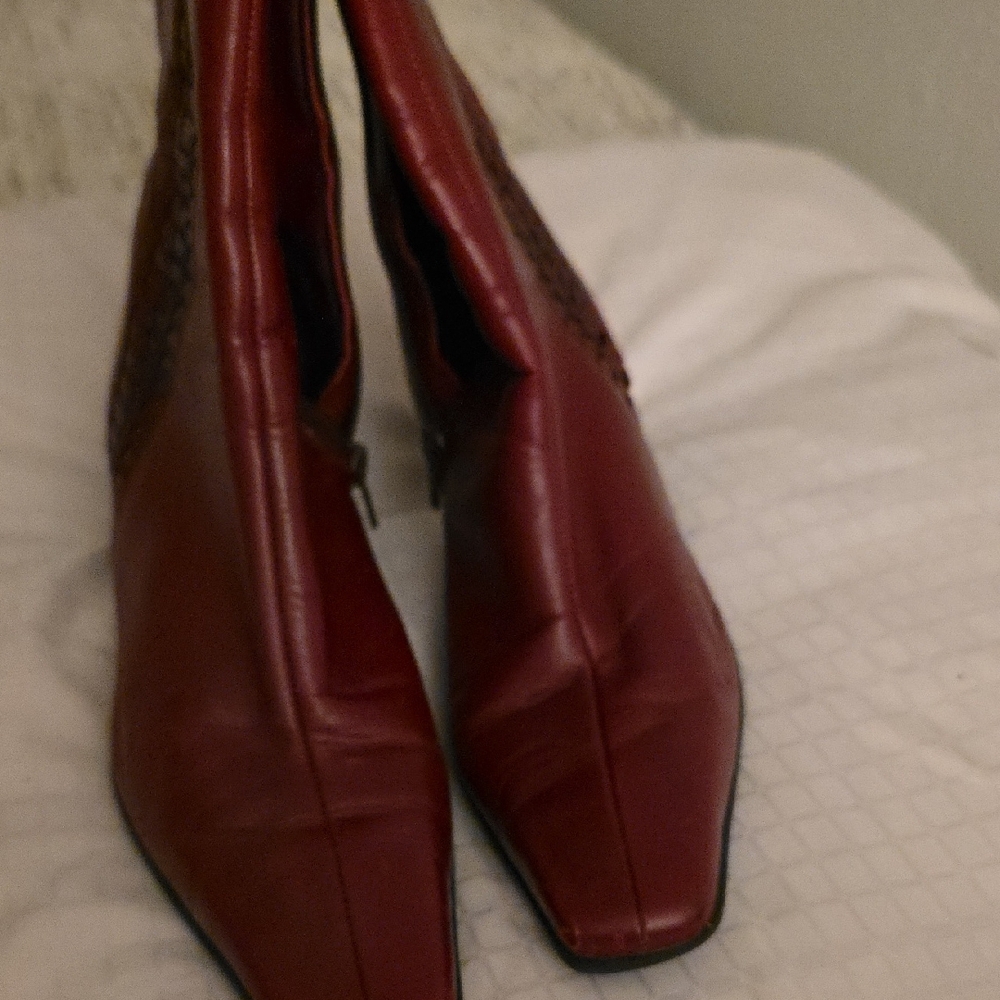 Michelle D Chic Burgundy Ankle Boots